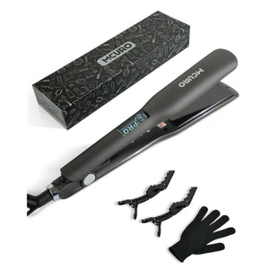 MCURO Hair Straightener, 1.5-inch Wide Flat Iron for Long and Thick Hair, LED Dual Voltage Straightener for Fast Styling, Keratin-Enriched to Reduce Frizz, Hair Styling Tools,Black