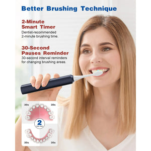 MCURO Sonic Electric Toothbrush for Adults, 45000 Vpm Rechargeable Powered Toothbrush with 6 Brush Heads, 5 Cleaning Modes, 2 Minutes Smart Timer, 120 Days Lifespan, Blue