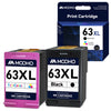 MOOHO 63XL Ink Cartridges Replacement for HP Printer, 1 Black 1 Tri-Color