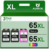 High Yield 65 Ink Cartridges 65XL Combo Replacement for HP Ink(2 Black 1 Color)