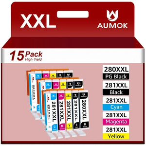 280XXL 281XXL Ink Cartridges Replacement for Canon Ink 280 281 for PIXMA TR7520 TR8520 TR8500 TR8600 TR8620 TS6120 TS6220 TS9120(PGBK Black Cyan Magenta Yellow, 15-Pack)