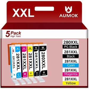 Toner Kingdom 280XXL 281XXL Ink Replacement for Canon Ink 281 PGI 280 for PIXMA TR7520 TR8520 TR8500 TR8600 TR8620 TS6120 TS6220 TS9120 Printer, 5 Pack