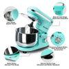 MULISOFT Stand Mixer, Electric Stand Mixer with 5.5-Quart Stainless Steel Bowl, 6-Speed Kitchen Mixer for Cake, Dough, and Food, Includes Whisk, Dough Hook, and Flat Beater, Blue