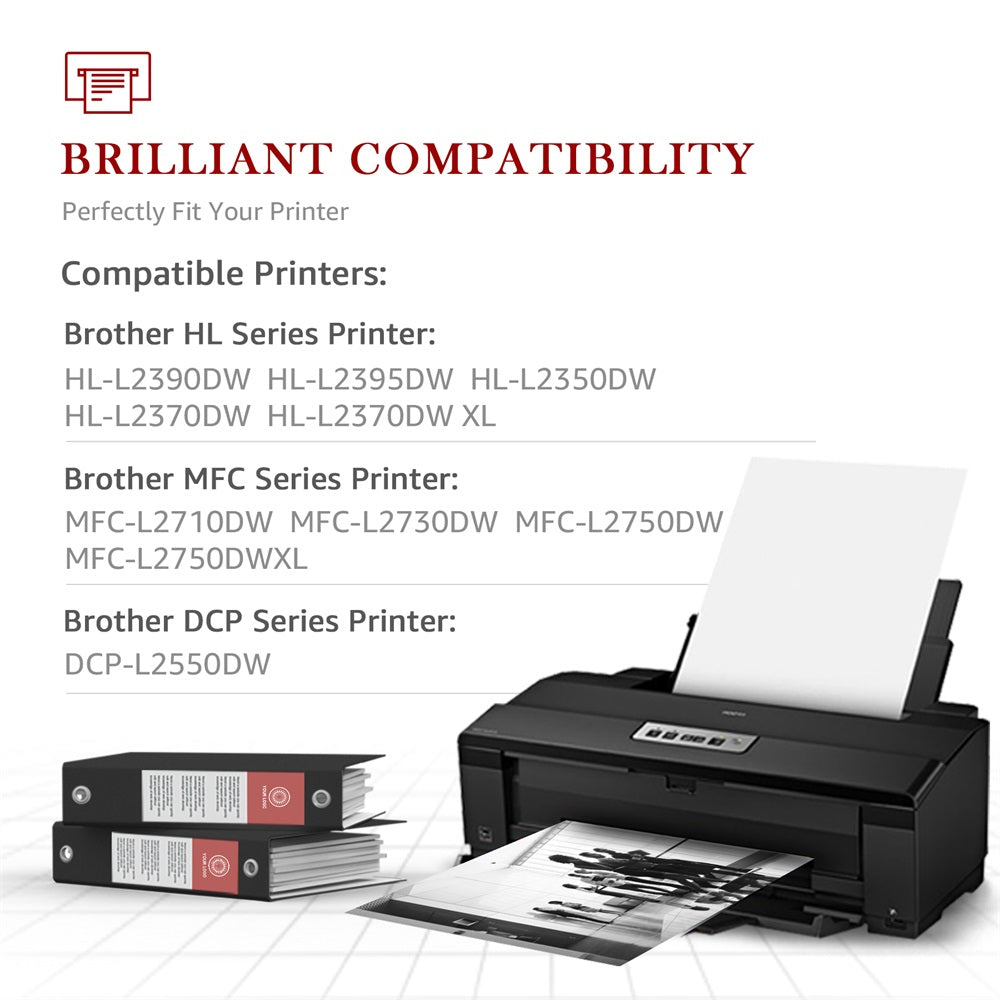 MFC-L2710DW Monochrome Compact Laser All-in-One Printer and TN760 2PK  Genuine High Yield Twin Pack Toner